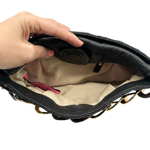 Juicy Couture Black Leather Clutch Bag‎ Gold Chain Vintage Y2K - Picture 5 of 9